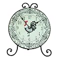 Damask Rooster Table Clock on Stand