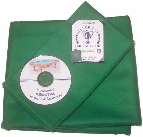 7' Proline Classic Precut Dark Green Pool Table Felt Cloth, DVD &amp; Cue Chalk