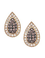 Champagne Diamond and Diamond Teardrop Stud Earrings 1ctw