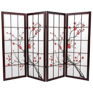 Unique Fireplace Screen - 48 Low Cherry Blossom Shoji Screen Room Divider - Rosewood 4... by ORIENTAL FURNITURE