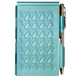 FLIP NOTES Turquoise METAL NOTEPAD w pen memo pad NEW by Wellspring