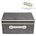 MyGift Decorative Gray Woven Collapsible Fabric Lidded Shelf Storage Bin/Closet Organizer Box Basket