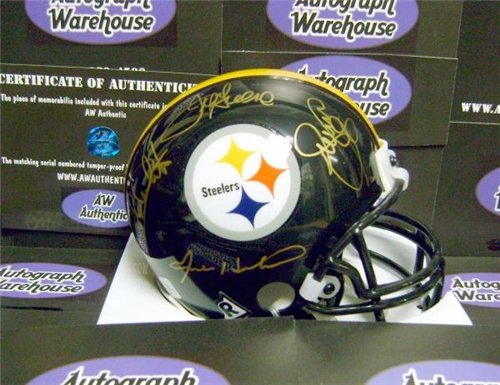 Pittsburgh Steelers Autographed/Hand Signed mini football helmet by the Steel Curtain Joe Greene, Dw