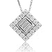 14K White Gold Square Drop Diamond Pendant Necklace (HI, SI-I, 0.25 carat)