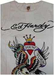 Men's Ed Hardy Long Sleeved Thermal Tee NYC White Size XXL