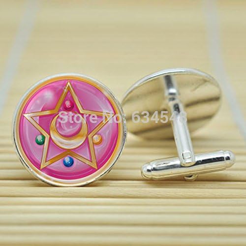Pretty Lee Sailor Moon Crystal Star In Silver Cufflinks Glass Cabochon Cufflinks C3200