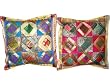 2 Hot Pink Blue Violet Pink Zari Borders Cushion Covers Toss Pillow 16"