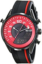 SO & CO New York  Men's 5044.4 SoHo Quartz Analog Digital Red Dial Rubber Strap Watch