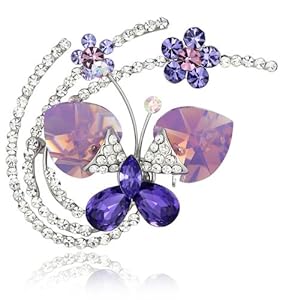 Fluid Butterfly Swarovski Elements Crystal Brooch Pin (Purple) 4016801