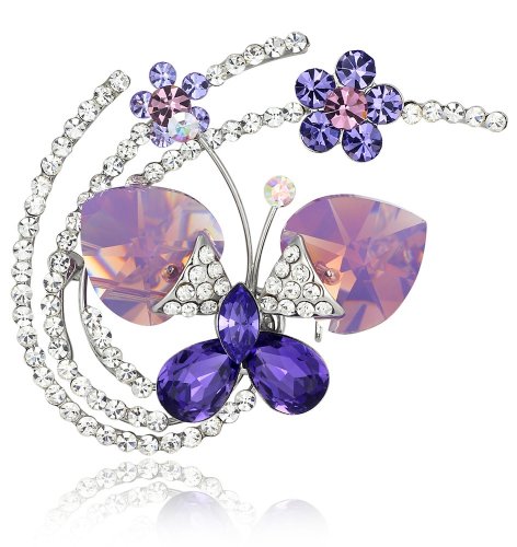 Fluid Butterfly Swarovski Elements Crystal Brooch Pin (Purple) 4016801