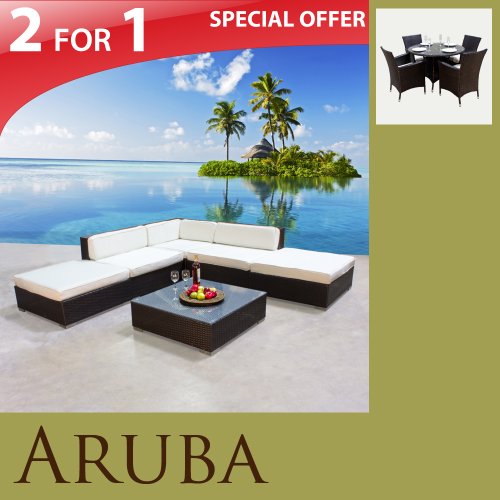 LUXURY MODERN OUTDOOR 6PC SECTIONAL WICKER PATIO SET & 5PC DINING SET FURNITURE