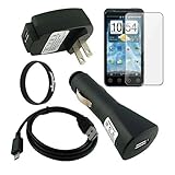 High Quality USB Wall + Car Charger Adapter + USB Cable + Clear Crystal Scr ....