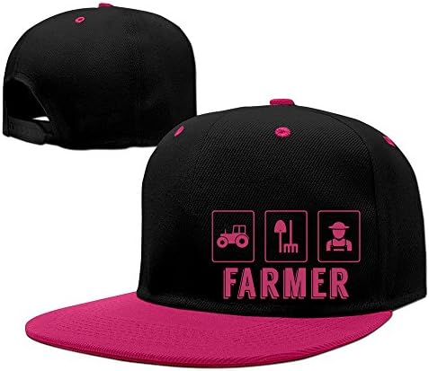 CINROPER Adjustable Farmer Icons Great Gift For Any Farmer Flatbrim Cap Pink One Size