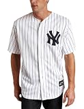 CC Sabathia New York Yankees Replica Home Jersey,White/Navy Pinstripe (Large)