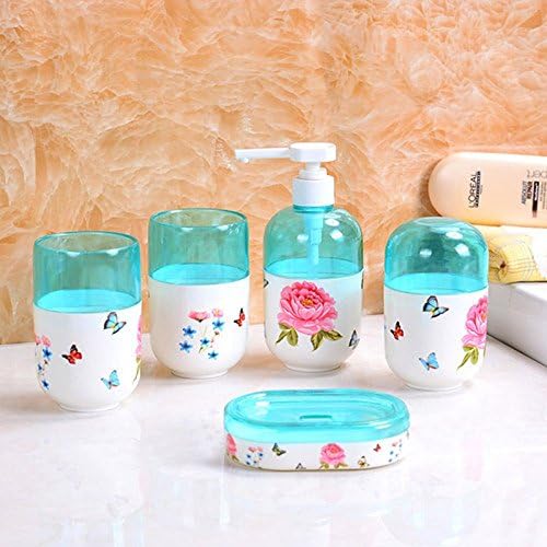 5Pcs/Set Soap Dish Dispenser Shampoo Bottle Toothbrush Holders Box Storage Organizer Bathroom