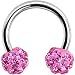 16 Gauge Pink Crystal Ferido Ball Horseshoe Circular Barbell