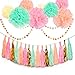 Blulu 26 Pieces Paper Tassels Paper Pom Dots Paper Garland for Baby Shower, Weddings and Birthday Party Decorations