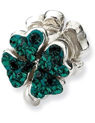 Sterling Silver Reflections Green Swarovski Elements Clover Bead