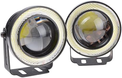 2pcs 3.0" High Power Car White COB Angel Eye Halo Ring Glass Projector LED Fog Light Set