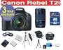 Canon EOS Rebel T2i EF-S 18 MP Digital Camera with Canon 18-55mm IS Lens + Canon 75-300mm Zoom Lens + High Capacity Li-Ion Battery + 4 GB Memory Card + 50" Titanium Anodized Tripod + 6 Piece Accessory Kit + Deluxe Padded Camera Bag + Multi-Coated Glass UV Filter + Multi-Coated Glass Polarizer Filter + 3 Year CELLTIME Extended Warranty