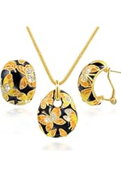 Qianse "Spring of Versailles" -- Manually Colored Drawing Enamel Gold Plated Chain Earrings Necklace Jewelry Sets