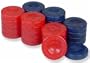 Mother of Pearl Design Backgammon Chips in Blue & Red - 1.75"