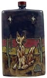 44 Oz. MARA Stoneware RECTANGULAR Liquor Flask DECANTER Coyote DESERT Cactus