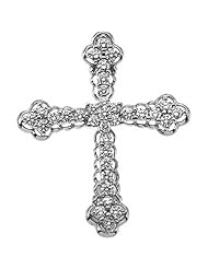 14K White Gold Diamond Cross Pendant - 0.65 Ct. -- LIFETIME WARRANTY