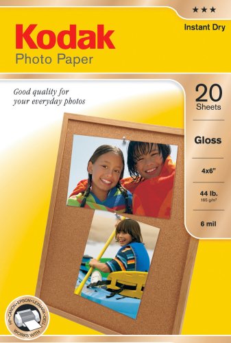 Kodak Photo Paper, 4 x 6 Inches, Gloss, 5 Packs of 20 sheets, 100 Sheets Total (1480359)