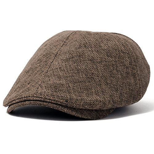 ililily Linen Flat Cap Cabbie Hat Gatsby Ivy Irish Hunting Newsboy Stretch