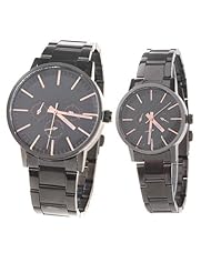 Orient Idea Ori-0313E 2 x Fashionable His & Her Quartz Wrist Watches with Sub-dial Decor & Alloy Band for Lovers Couples