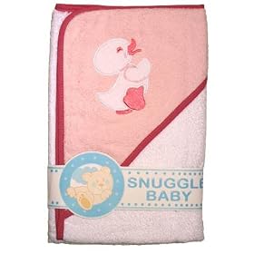 Baby Girl Duck Hooded Bathrobe, Babies 100% Cotton Towel Bath Robe (75cm x 75cm) (Pink)