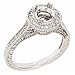 Vintage Style Diamond Engagement Semi Mount Ring 14k White Gold in Pave Setting (3/4 Cttw, Vs Clarity, F Color) image 1