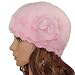 Super Soft Angora Classic Flower Ruffle Laciness Knitted Beanie Cap Hat - Various Colors