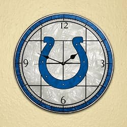 Indianapolis Colts 12in Art Glass Clock NFL Football Fan Shop Sports Team Merchandise