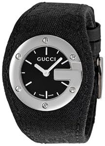 Gucci 104G G-Watch Black Gucci Logo Ladies Watch YA104504
