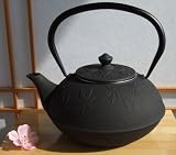 A Tetsubin Cast Iron Maple Leaf black teapot kettle 1 litre Japanese style  from Gifts Of The Orient
