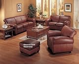 3pc Brown Monterey 100% Italian Leather Chair Loveseat & Sofa/Couch Set