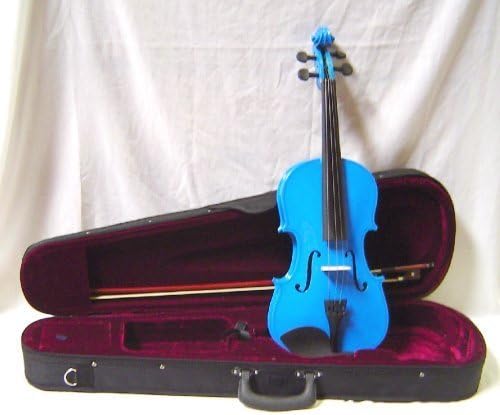 Crystalcello MV450BL 1/8 Size Violin with Carrying Case + Bow + Accessories- Blue Color