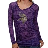 Touch by Alyssa Milano Minnesota Vikings Ladies Purple Sheer Crystal Logo Premium Long Sleeve T-shirt, Large