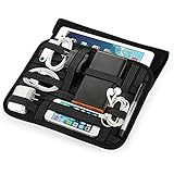 Easyacc Travel Cable Organizer Case with Handle for Electronics Accessories Wrap Bag/ Superior Protection Ultrabook Laptop Sleeve Bag Case for 8.9" 9.7" 10" 10.1" Inch Tablet, Such as Apple iPad air 2, Ipad 2/3/4, Samsung Galaxy Tab 4 10.1, tab A 9.7 - Black