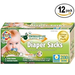 Green N Pack Easy-Tie Baby Diaper Sacks 200-count Jumble Roll(Pack of 12)