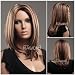 (WG-ZL973-33H27H613)Midium style Straight Hair Wig,brown and golden color.