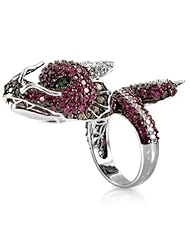 Daivyas Dragon Cocktail Ring - Silver Tone