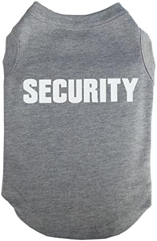 Fashion Shop Pet Coat SECURITY Letters Cotton Dog Waistcoat Puppy T-shirt Black/Bue/Pink/Red for Choice (Gray, M (Back 12"))