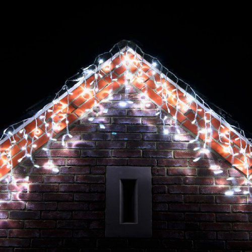 Guirlandes Lumineuses De Stalactites Extérieures Raccordables De Noël, 500 LED Blanches, 10m x 0,7m, Type C