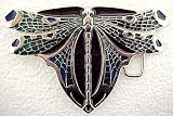 Chrome & Enamel Dragonfly Belt Buckle Gorgeous!