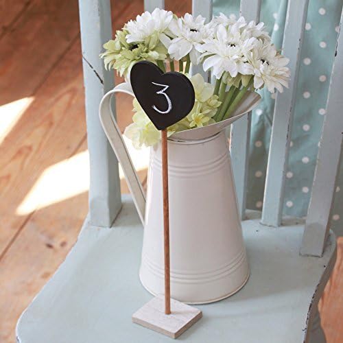 Luck And Luck Chalkboard Wooden Heart With Base Single - Vintage Rustic Wedding Table Numbers