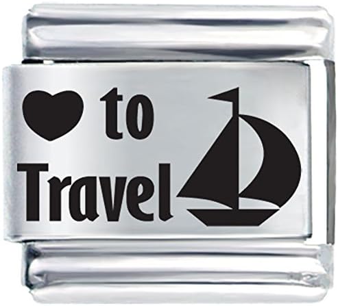 LuckyJewelry Love To Travel Nomination Etched Italian Charm Sale Cheap fit Bracelet Link