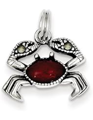Sterling Silver Enameled Red Crab Charm